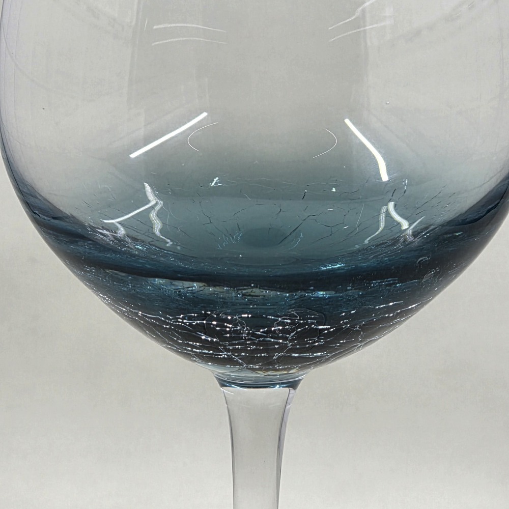 Pier 1 Teal Blue Crackle White Wine Glass 16 Oz 8-7/8" - Picture 2 of 5